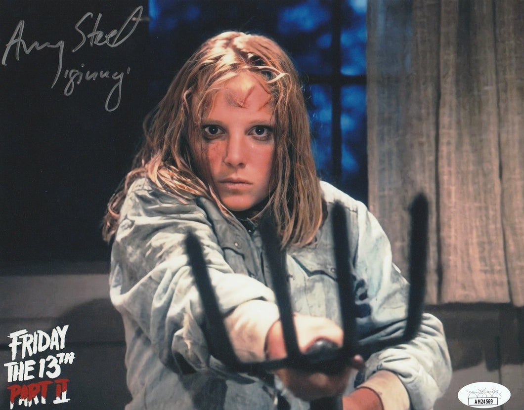 Amy Steel signed Friday The 13th Part 2 8x10 photo. Comes with JSA sticker