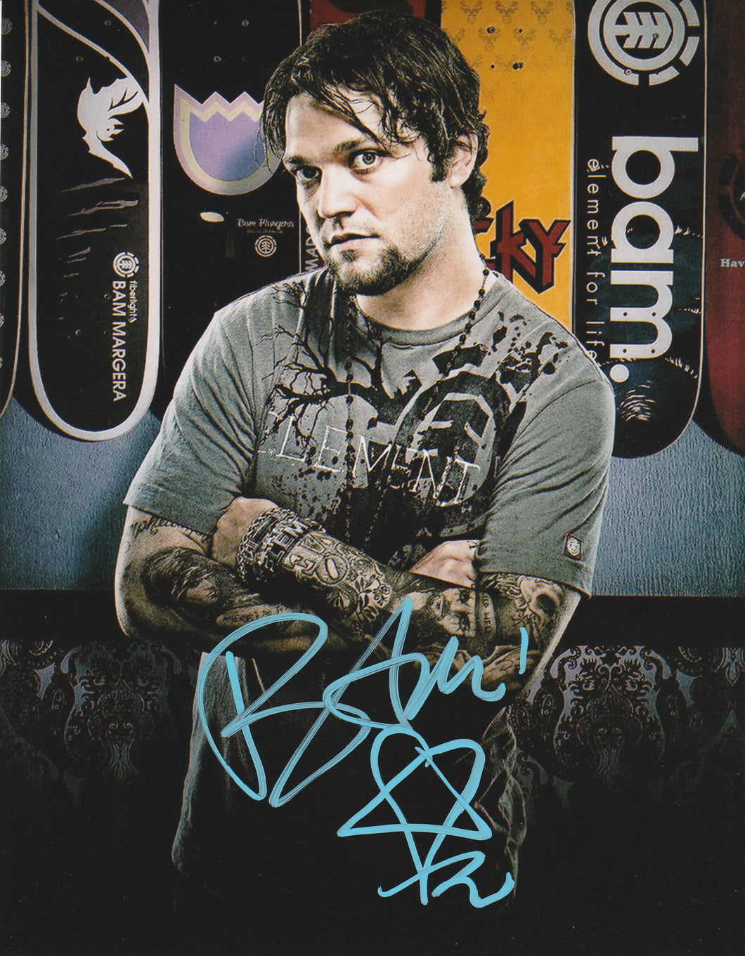 Bam Margera signed Jackass 8x10