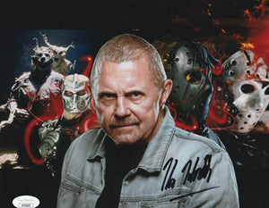 Friday The 13th Kane Hodder signed 8x10 METALLIC PAPER JSA sticker