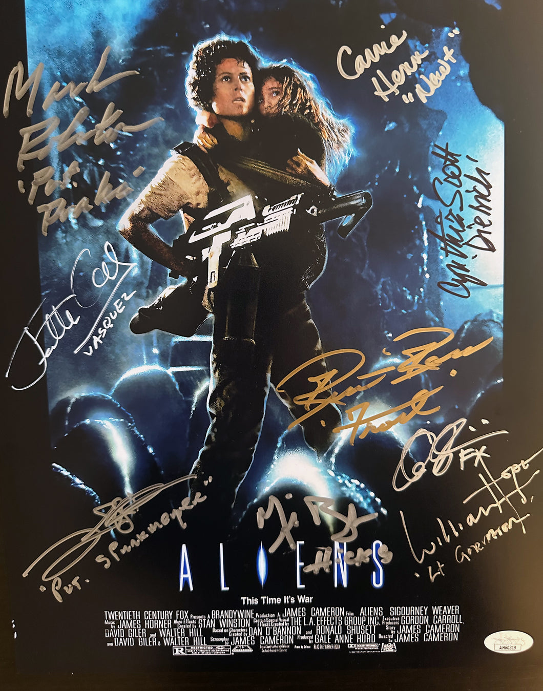 Aliens cast signed 11x14 poster JSA sticker signed by 9