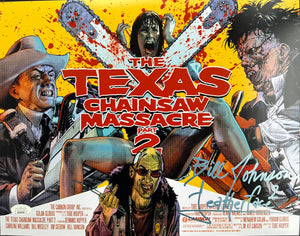 Texas Chainsaw Massacre 2 signed BILL JOHNSON 11x14 JSA sticker