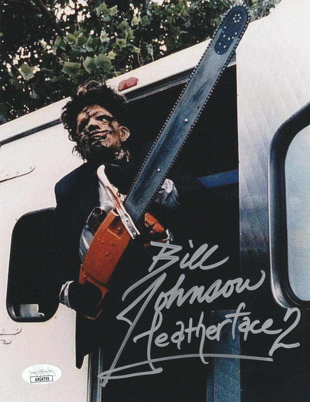 Bill Johnson signed Texas Chainsaw Massacre 2 8x10 Leatherface JSA