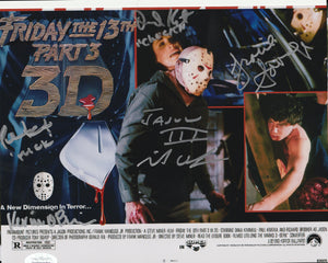 Friday The 13th Part 3 8x10 signed by 5  JSA METALLIC PAPER