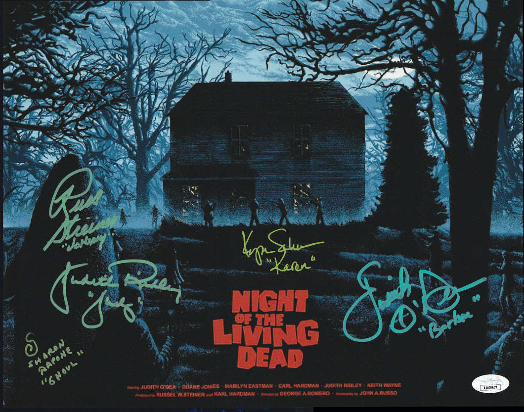 Night Of The Living Dead signed 11x24 poster Signed by 5 Comes with JSA sticker