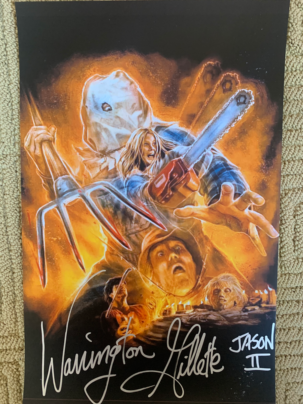 Friday The 13th Part 2 signed Warrington Gillette 11x17 poster