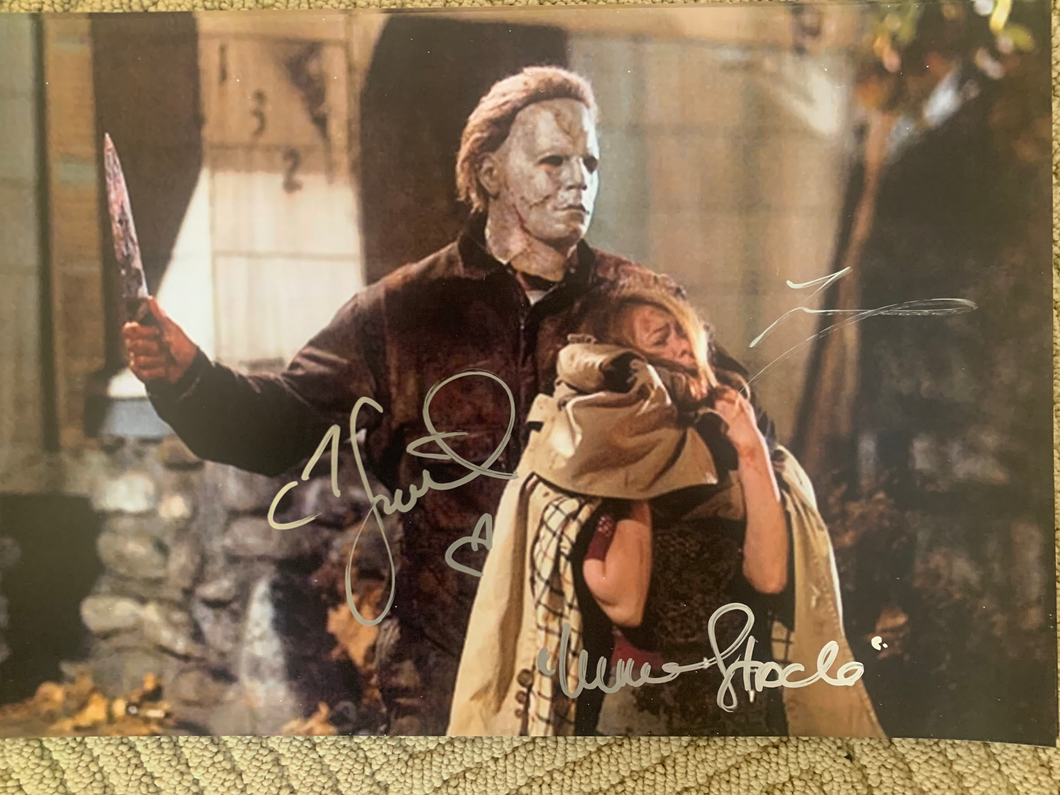 Halloween Scout Taylor Compton Tyler Mane signed 11x17 poster JSA COA