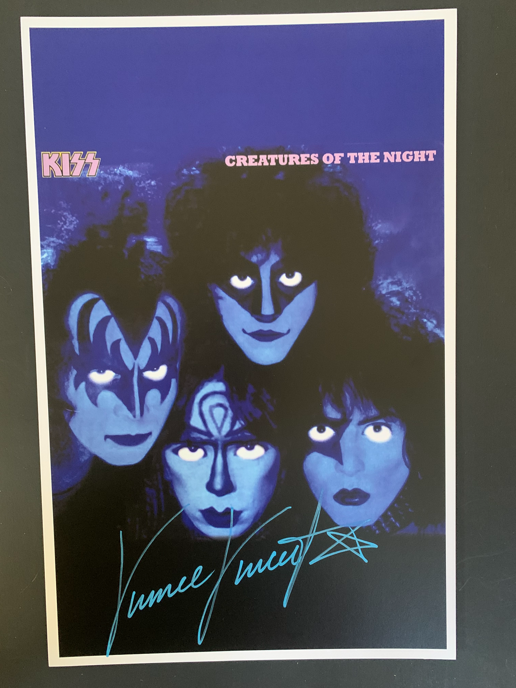 Vinnie Vincent signed 11x17 poster KISS. Creatures Of The Night