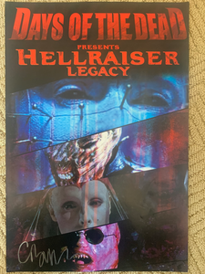 Clive Barker signed Hellraiser Legacy 13x18 poster