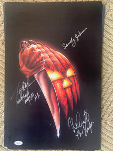 Halloween signed 11x17 poster Nick Castle Tony  Moran and Sandy Johnson JSA COA