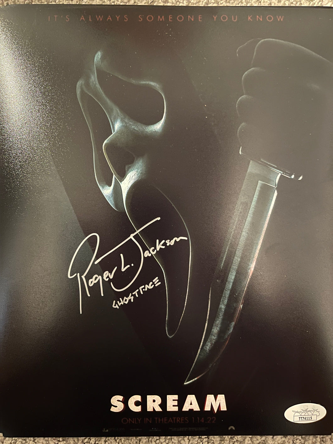 Scream Roger Jackson signed Ghostface 8x10 JSA COA