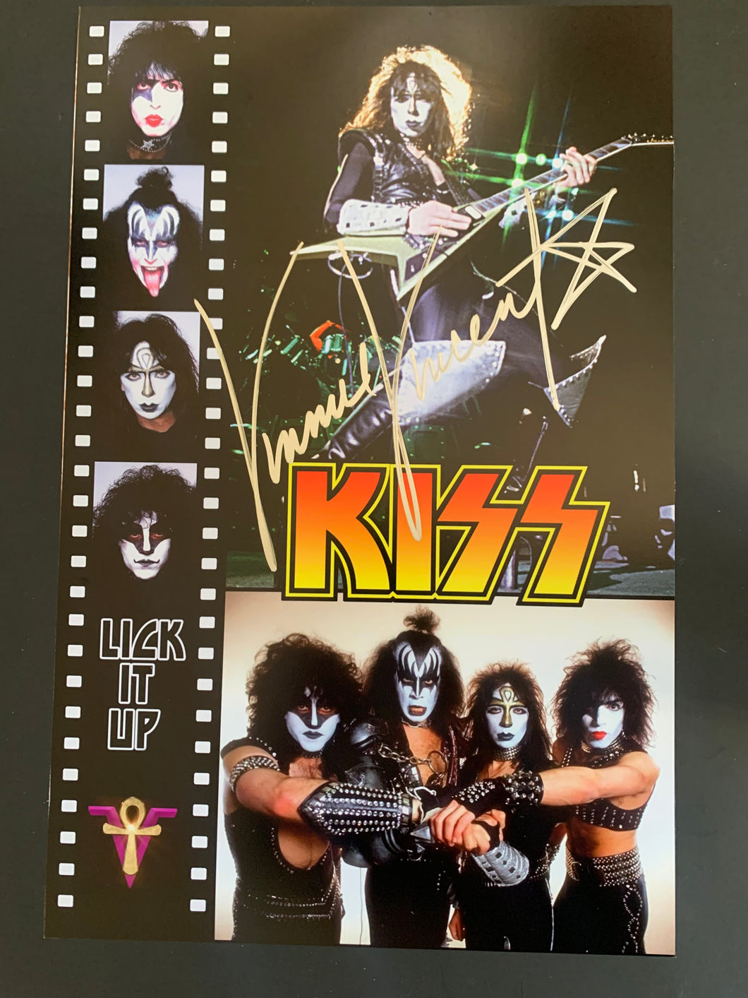 Vinnie Vincent signed 11x17 poster KISS