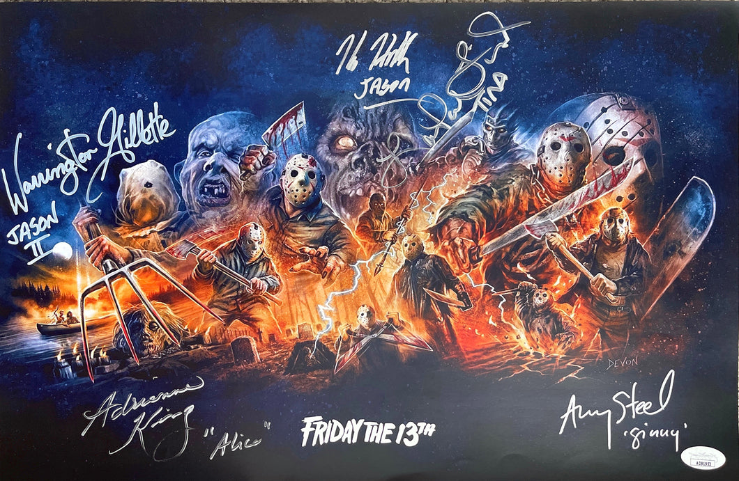 Friday The 13th signed Hodder, Lincoln, Gillette, King, Steel 11x17