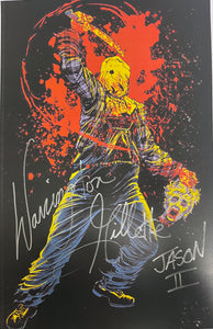 Friday The 13th WARRINGTON GILLETTE signed JASON VOORHEES 11x17