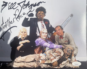 Bill Johnson signed Texas Chainsaw Massacre 2 8x10 Leatherface JSA