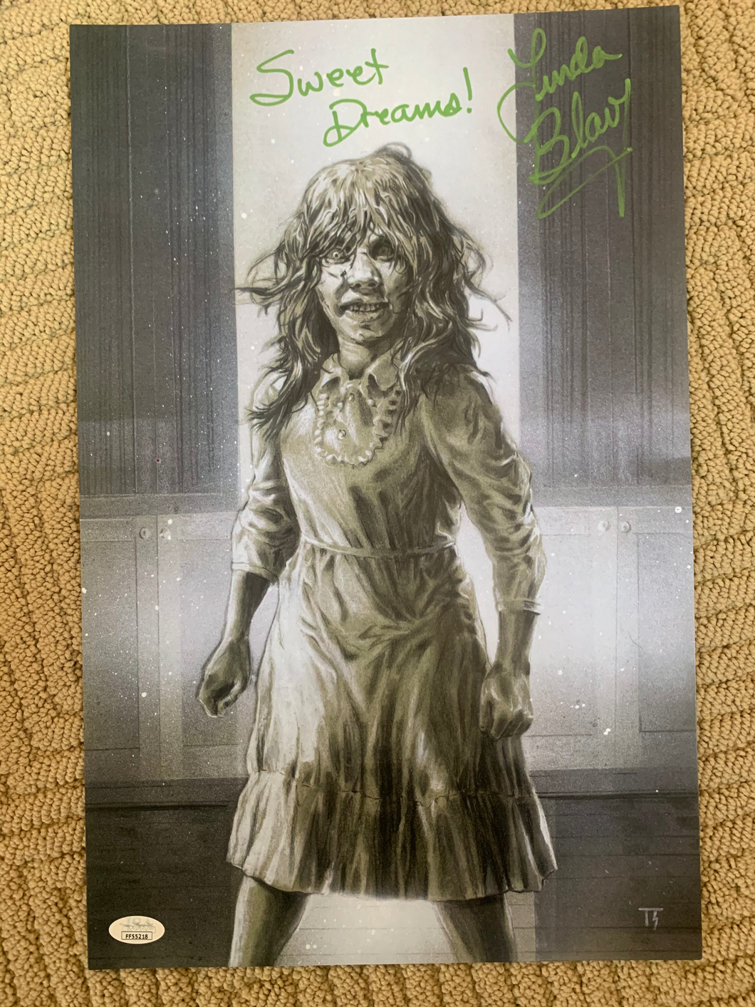 Exorcist Linda Blair signed 11x17 poster with JSA COA