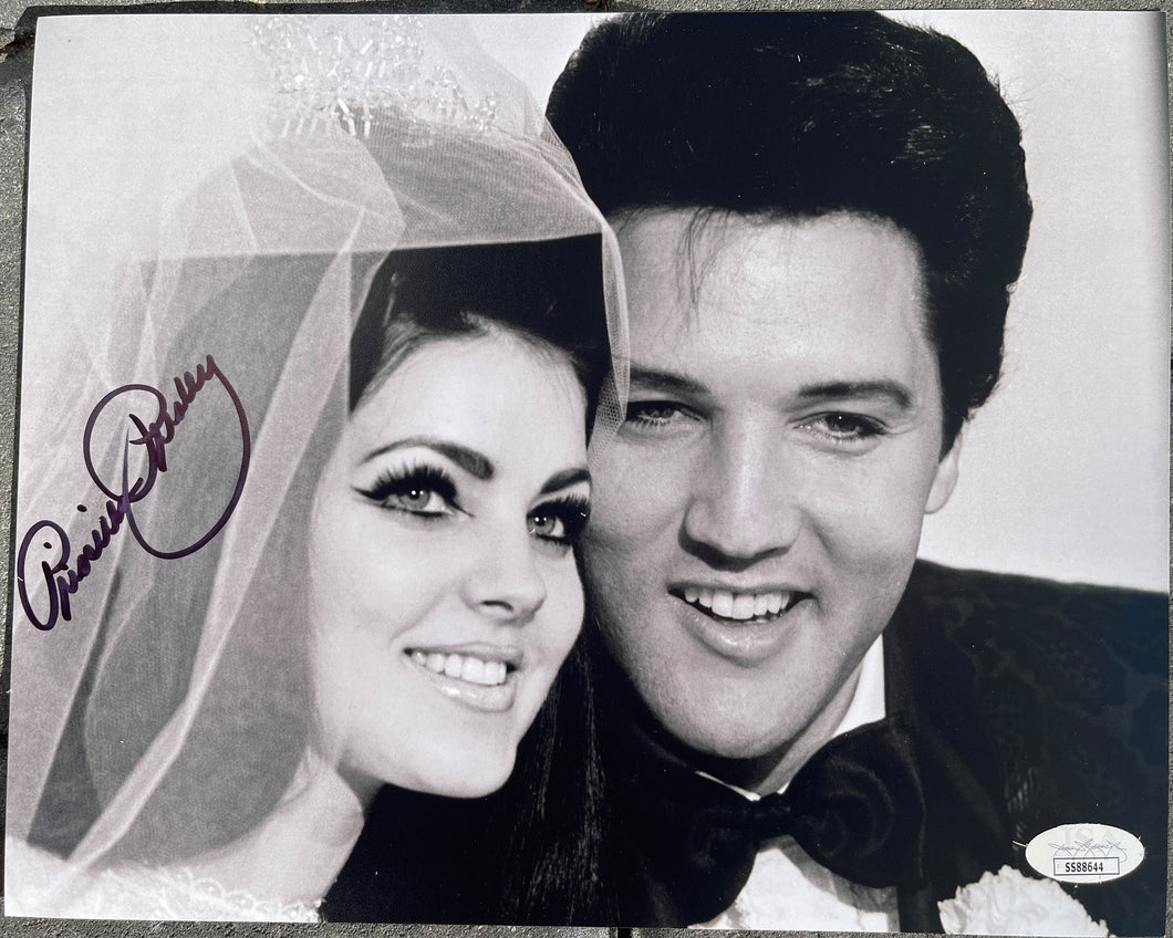 Priscilla Presley signed Elvis Presley weeding photo 8x10 JSA COA
