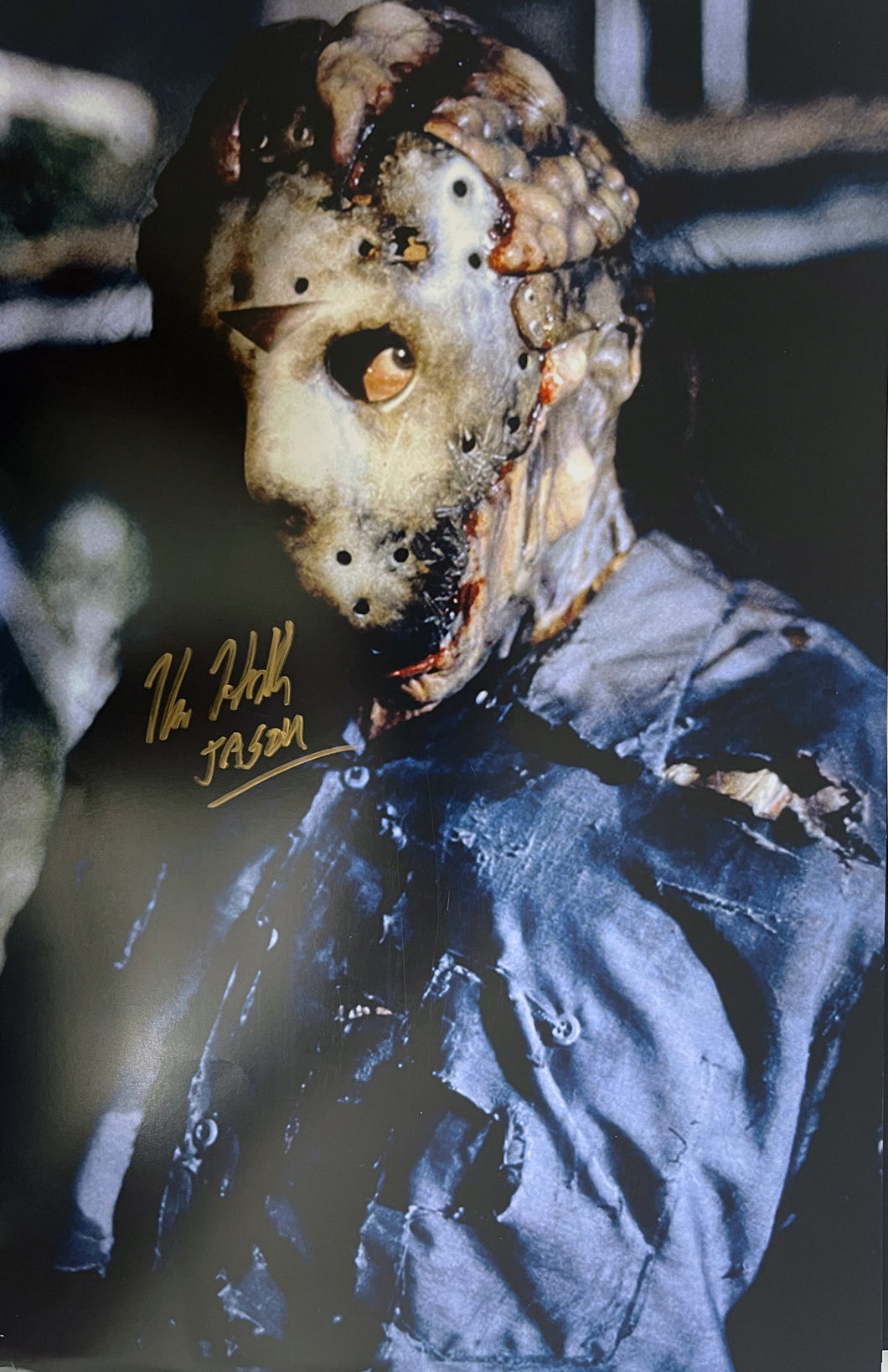 Friday The 13th Kane Hodder signed JASON VOORHEES 11x17